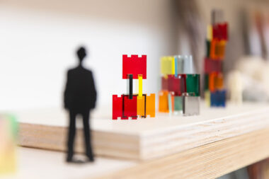 Close up photograph of materials in the studio of Rana Begum.