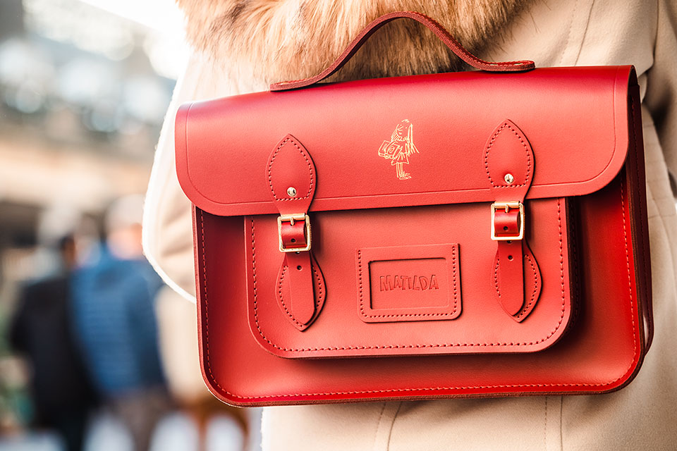 A satchel from the Matilda movie range by Cambridge Satchel Company in London.