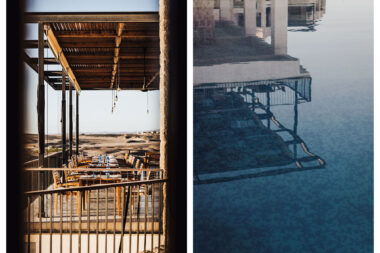 An image of the restaurant and an image of the pool at Wadi Sabarah Lodge in Marsa Alam in Egypt by photographer Richard Boll.